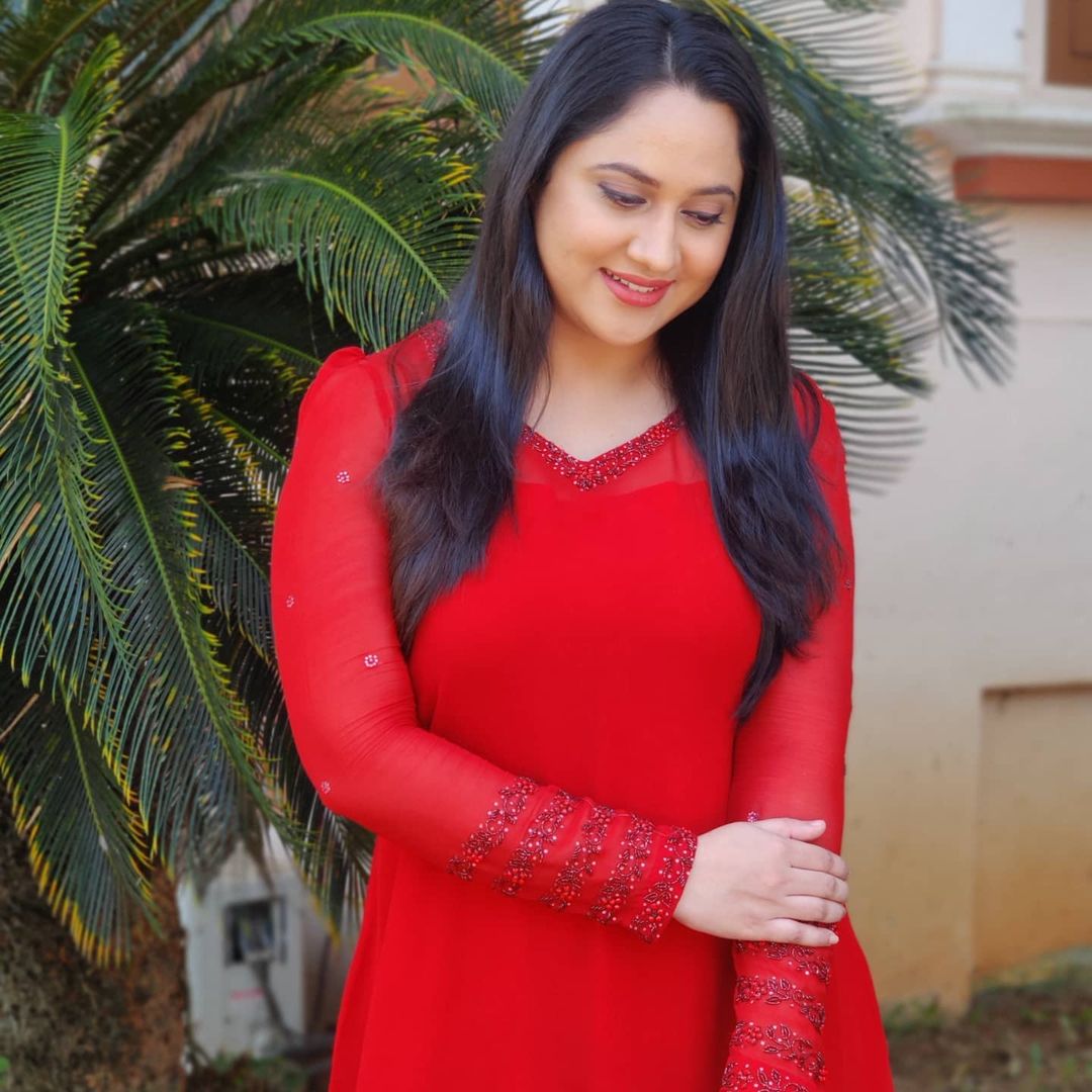 Malayalam Actress Miya George Images in Red Dress